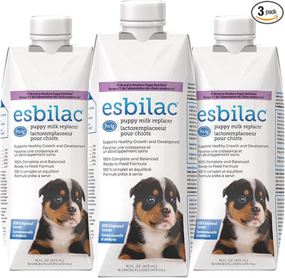 PetAg Esbilac Puppy Milk Replacer Liquid - 16 oz, Pack of 3 - Resealable, Ready-to-Feed Formula with Vitamins for Newborn Puppies to 1 year- Easy to Digest - Storable & Portable