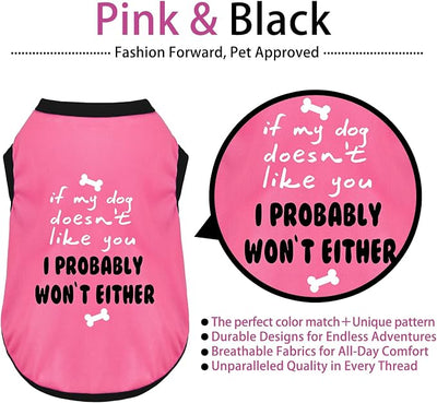 Color-Blocked Dog Tank Top with Playful Heat Transfer Designs – Lightweight Polyester Shirt for Small,MediumDogs, Perfect for Casual Outings.I Probably Won't Either Pink S