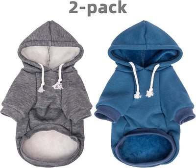2-Pack Dog Hooded Sweaters & Jackets - Soft Dog Clothes Hoodie for Small/Medium/Large Dogs & Cats | All-Season Comfort & Fit, Stylish Pet Shirts Apparel & Accessories (Blue, Dark Grey, Medium)