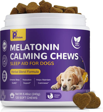 Melatonin for Dogs - Dog Sleep Aid Calming Chews for Small and Large Dogs - Natural Hemp Dog Sleep Aid, Puppy Sleeping Pills for Anxiety, Stress, Separation, Barking, Fireworks,150 ct