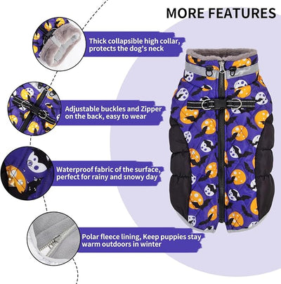 CuteBone Dog Waterproof Winter Coat with Harness, Reflective Warm Dog Jacket with Zipper for Cold Weather, Dog Snowsuit for Small Medium Large Dogs YRFN11XXL