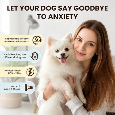 Dog Pheromones Calming Diffuser to Calm Dogs 6 IN 1 Kit (2 Diffusers+4 Refills) Pheromone Plug In for Stress Barking Pee Accidents Chewing Aggression Separation Anxiety Relief 120 Days(Odorless)