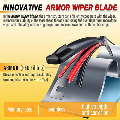 AUTOBOO 24" and 18" Windshield Wipers Blades (Pack Of 2),OEM Quality Premium All-Seasons Wiper blades,Stable and Quiet wiper blades