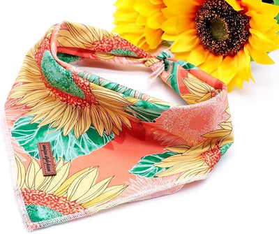 Unique style paws Dog Bandana, Sunflower Print 1PC Washable Square Dog Scarfs for Small Medium Large Dogs Adjustable Dogs Bib Scarfs for Girl Dogs