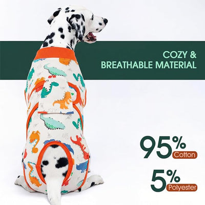 Kuoser Dog Surgery Recovery Suit, Soft Breathable Dog Recovery Suit for Female Spay Male Nueuter, Anti Licking Puppy Onesie Pet Surgical Suit for Dogs Abdominal Wounds Skin Disease, Dinosaur S