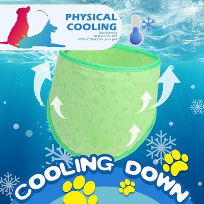 EXPAWLORER Dog Cooling Bandana - 2 Pack Instant Cooling Dog Bandanas, Chill Out Pet Cool Scarf Summer Essentials Ice Neck Cooler Wrap, Prevent Sunstroke for Small Medium Large Dogs, Purple Green L