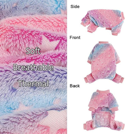 Sebaoyu Dog Pajamas for Small Dogs, Glow in Dark Tie Dye Unicorn Sweater, Super Soft Velvet Material Chihuahua Yorkie Tiny Clothes Outfits(XX-Small,Star)