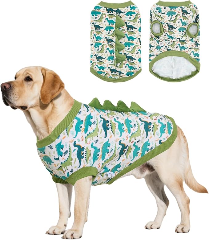 CuteBone Dinosaur Costume Dog Shirt, Stretchy Velvet T-Shirt Clothes for Large Dogs, Soft & Breathable Pet Tee Outfit Pitbull Apparel for Daily Wear, Cozy Pullover Design Big Dog Fashion COSBX03-3XL