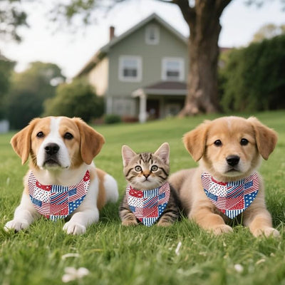 KEIAHUAN 250th Anniversary Dog Bandanas 4th of July Cat Bandana Adjustable Triangle Puppy Bibs Handkerchief Holiday Scarves Square Kerchief Pet Costume Accessories