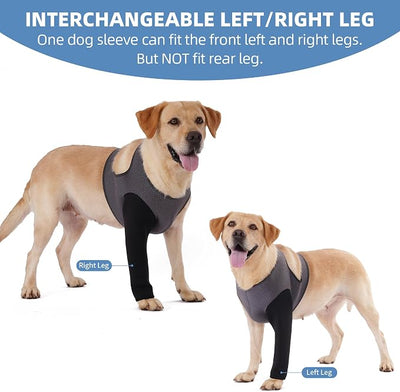 Dog Recovery Sleeve, Dog Recovery Suit, Abrasion Resistant Sleeve Front Leg, Washable 2.5mm Thick and Breathable, Pet Wounds Prevent Licking, Bite (2XLarge, Grey-Black)