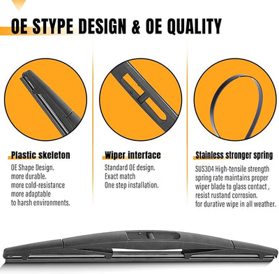 AUTOBOO 12 Inch Rear Wiper Blade Replacement for Subaru Crosstrek Impreza 2023-2012 Honda CRV 2022-2017 Infiniti QX50 23-19 MDX 13-07-BACK Windshield Wiper Blade -Original Factory Quality (Pack of 1)