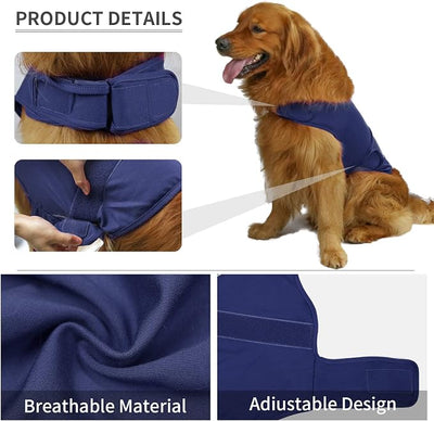 Comfort Dog Anxiety Relief Coat, Dog Anxiety Calming Vest Wrap for Thunderstorm,Travel,4th of July Fireworks,Vet Visits,Separation Anxiety Relief for Dogs (M,Navy)