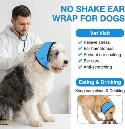 No Flap Ear Wraps for Dogs, Dog Ear Muffs Noise Protection & Anxiety Relief, Quiet Ears Cover Headband Waterproof Ear Protector for Fireworks Grooming Swimming Bathing, Blue M