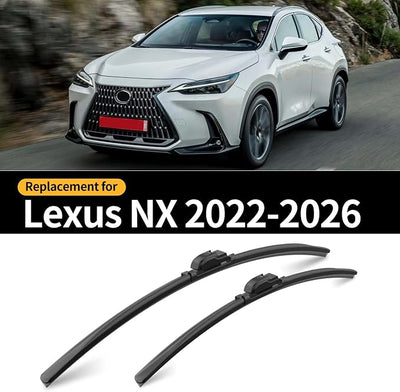 Front and Rear Windshield Wipers for Lexus NX 2022-2026 for Car Window | Streak-Free Front and Back Wiper Blades for NX250 350 350h 450h+ OEM Automotive Replacement Accessories