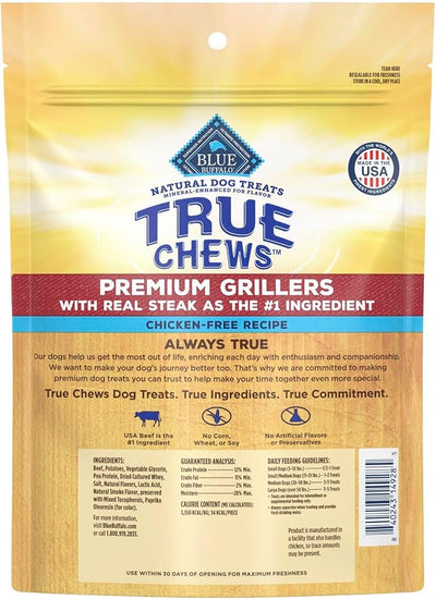 Blue Buffalo True Chews Premium Grillers Dog Treats, Made in the USA with Natural Ingredients, Steak, 10-oz Bag