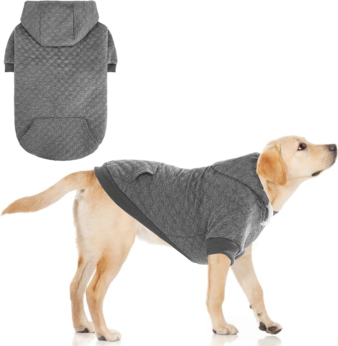 KOOLTAIL Dog Hoodie for Large Dogs, Ultra-Warm & Soft Winter Fall Fleece Large Dog Sweater Hooded Sweatshirt Clothes, Lightweight Pullover Coat for Boy Girl Labrador Great Dane Pitbull, Gray L