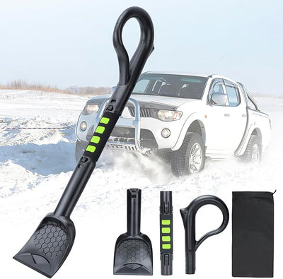 3-in-1 Ice Scraper for Car Windshield,25.8 inch Emergency Snow Shovel with 5.2inch Shovel Blade,Detachable Snow Scrapers with Ergonomic Soft Foam Grip for Cars, Trucks, SUVs, Vehicle(Green)