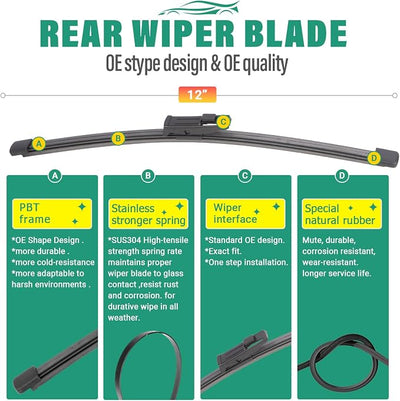28" 18" 12" Windshield Wiper Blades Replacement for VW ID.4 2021 2022 2023 2024 2025 Volkswagen ID4 ID 4 Premium All Weather Front Rear Wipers Set - OEM Quality (Pack of 3)