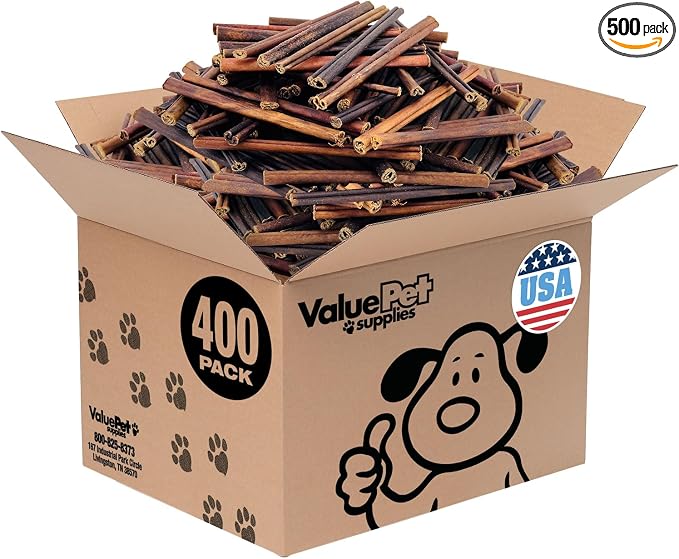 ValueBull USA Collagen Sticks for Small Dogs, 6 Inch Extra Thin Chews, Natural Dog Treats, 400 Count Bulk Pack - Promotes Joint, Skin & Coat Health with Glucosamine and Chondroitin