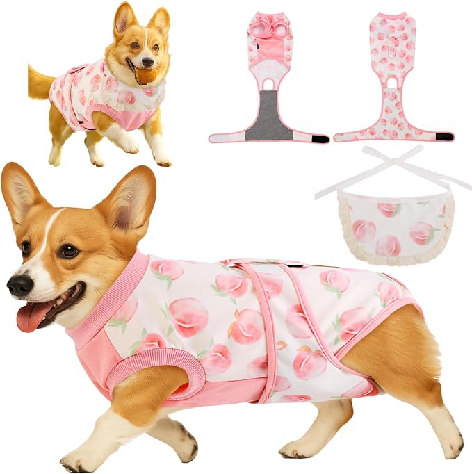 Surgery Recovery Suit for Female/Male Dog After Spay/Neuter, Bandana Set Included, Substitute E-Collar & Cone Anti Licking Wounds, Medium/Large/Small Dogs Full Body Surgical Suits, Medical Pet Onesie