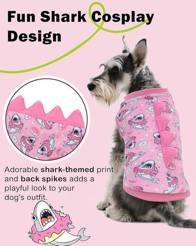 CuteBone Dinosaur Costume Dog Shirt, Stretchy Velvet T-Shirt Clothes for Medium Dogs, Soft & Breathable Pet Tee Outfit Frenchie Apparel for Daily Wear, Cozy Pullover Design Puppy Fashion COSBX05XL