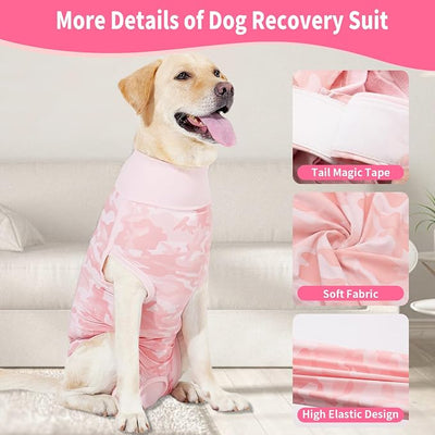 Coppthinktu Dog Onesie for Surgery Female, Breathable Dog Surgery Spay Recovery Suit, Dog Cone Alternative Anti-Licking, Small to XXL Sizes, Pink, Polyester Blend