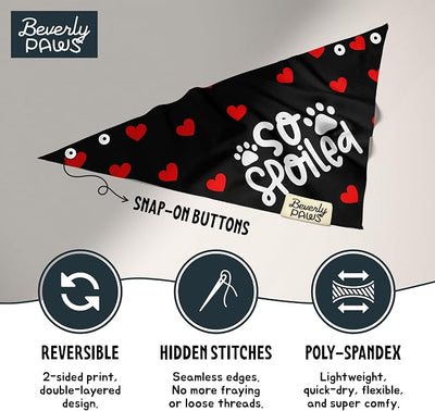Funny Snap-On Dog Bandana for Small Medium Large Pets, Dogs Cats Adjustable Handkerchief Scarf for Girl & Boy, Cute Puppy Apparel & Accessories (So Spoiled, Medium)