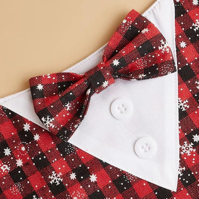 Tuxedo Dog Collar for Wedding Engagement and Birthday, Formal Dog Bandana Collar Costume with Bow Tie and Adjustable Buckle,Suitable for Small Medium Large Dog. (Snowflake, XS)