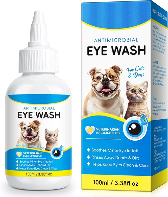 Cataract Drops for Dogs, Eye Drops for Eye Infection Treatment, Relieving Itching & Irritation, Vet-Recommended Pink Eyes and Tear Stain Cleaner for Dogs and Cats - 3.38oz