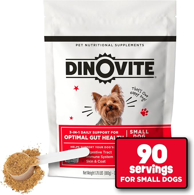 Probiotics for Dogs, Probiotic Powder Food Topper for Small Dogs (1-18 lb), Daily Digestive Health & Skin Support with Omega-3s, 90 Servings