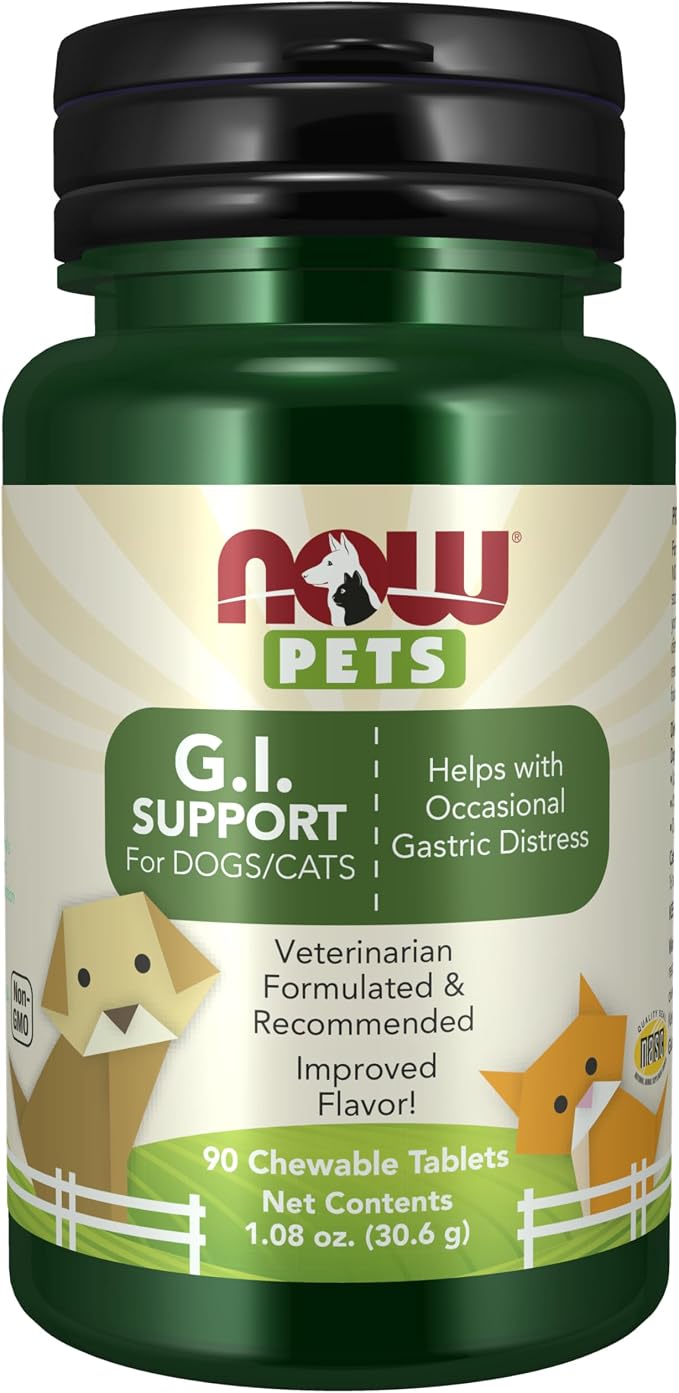 Pet Health, G.I. Support Supplement, Formulated for Cats & Dogs, NASC Certified, 90 Chewable Tablets