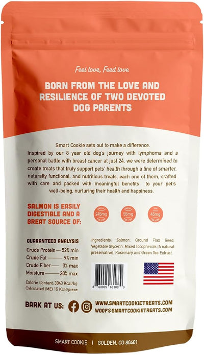 Smart Cookie Salmon Jerky Dog Treats - DHA & Omega Strips for Dogs & Puppies with Allergies, Sensitive Stomachs with Wild Caught Alaskan Salmon- Dehydrated, Grain Free, Made in USA - 3oz Bag Pack of 1