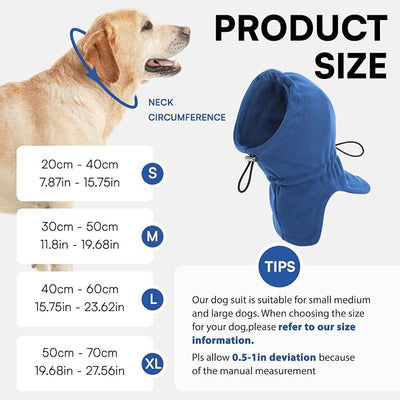 Dog Calming Hoodie Pet Ear Covers for Noise, Quiet Head Cover for Dogs, Pet Calming Hoodie Ear Covers Hood for Anxiety Relief and Calming Dog Neck and Ear, Blue S