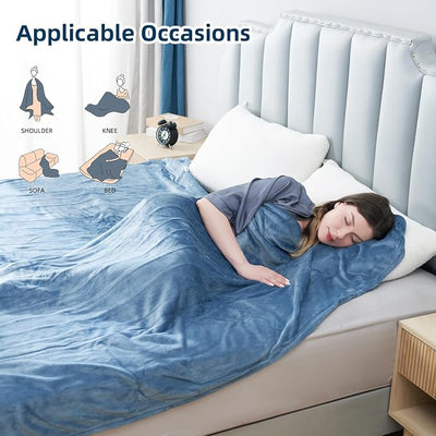 Eydna Electric Heated Blanket Throw Size 50"x60", Fast Heating Throw, Soft Microplush for Sofa & Office, 9 Heating Levels & 1-10 Hours Auto Off, Machine Washable, Gifts for Womens-Light Blue