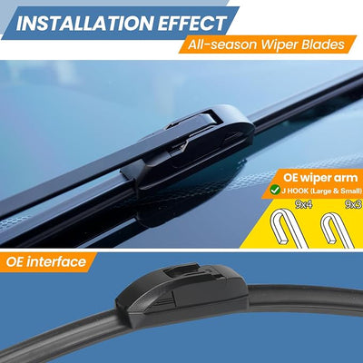 GSPSCN 3 Wipers Replacement for Kia Sedona 2014-2006 /Hyundai Entourage 2010-2007 Original Equipment Windshield Wiper Blades 26"+18"+16" (set of 3) J hook