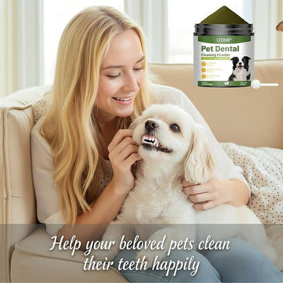 Dog Dental Powder, Dog Teeth Cleaning Powder, Targets Tartar & Reduces Plaque & Bad Breath - Teeth Cleaning Made Easy Eliminate - Meat-Flavored Formulated