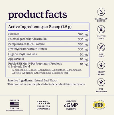Premium Anal Gland Support Supplement - Dog Anal Gland Treatment With Fiber & Pumpkin for Dogs – Prevents Scooting, Supports Digestion & Anal Gland Health – Probiotics, Enzymes & Psyllium Husk –3.20oz