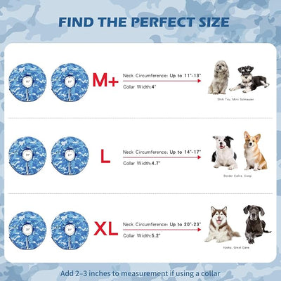 IEUUMLER Inflatable Recovery Dog Cone Collar, Neck Donut Protective ECollar, Adjustable Soft Collar for Dog and Cat After Surgery Prevent from Biting & Licking EU020 Blue Camo L+