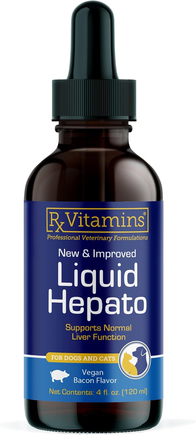 Liquid Hepato Support for Dogs & Cats - Liver Support Supplement with Milk Thistle for Dogs (Silymarin & Silybinin) and Vitamin B - Bacon Flavor (4oz)