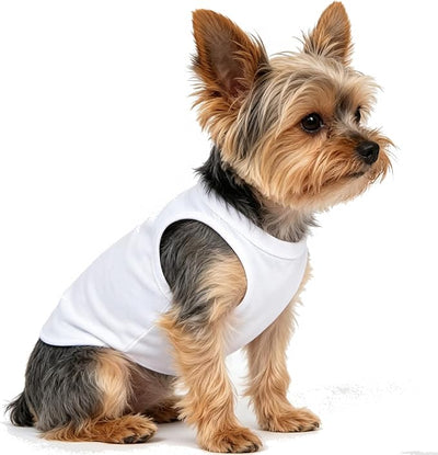 White Dog Shirt Cotton Puppy Apparel Small Animal Tank Top Cat Kitten Outfit Yorkie Clothes (Neck Girth 10.24'')