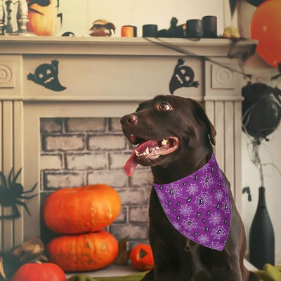ADOGGYGO 2 Pack Halloween Dog Bandanas, Reversible Triangle Dog Scarf Accessories Halloween Bandanas for Medium Large Dogs Pets (Large)