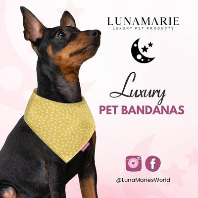 LunaMarie - Luxury Pet Birthday Bandanas -Premium & Silky Poly Fabric | 100% Handmade | Custom Shape Dual Layered (Sophie, X-Small)