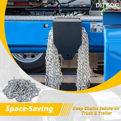 Lockable Tire Chain Hanger, Heavy-Duty Chain Carrier with Reinforced Bar, Powder-Coated Tire Chain Rack with Lid, Universal 24" Snow Chain Holder, Designed to Fit Most Semi-Truck Brands