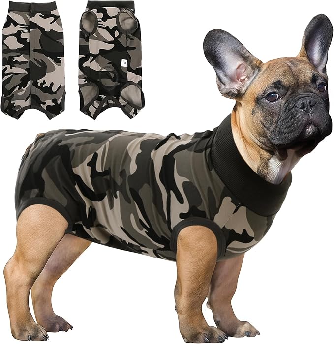 SAWMONG Recovery Suit for Dogs Female Male, Breathable Dog Onesie After Surgery Spay Neuter, Professional Dog Surgical Suit, Substitute Pet E-Collar Cone, Camouflage, X-Small