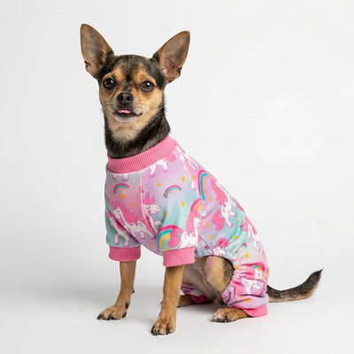 Fitwarm Dreamy Unicorn Fleece Dog Pajamas, Fairy Winter Clothes for Small Dogs Girl, Cozy Pet Onesie, Pink, Blue, Medium