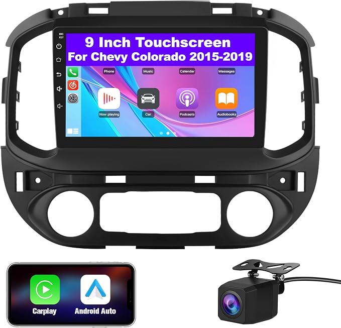 Car Stereo for Chevy Colorado GMC Canyon 2015-2019 Base Mode 7/8 Inch, Android 13 Car Radio 9" Touchscreen Head Unit with Wireless CarPlay Android Auto, Backup Camera - 2GB RAM + 64GB ROM