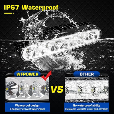 WFPOWER 2pcs Waterproof LED Boat Lights, 6.5inch 80W 8600LMS Spreader Bar Pontoon Boat Accessories, T-Top Flood & Spot Deck Lights Spotlights, Super Bright Marine Docking Lights