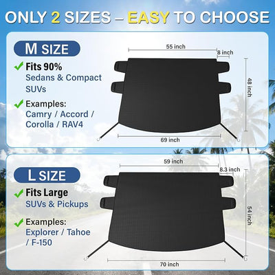 Instraella Windshield Cover for Ice and Snow, All-Season Car Windshield Cover with Heavy Duty Oxford Fabric, Windproof Front Window Protector Sun Shade with Mirror Covers for Cars, SUVs and Trucks