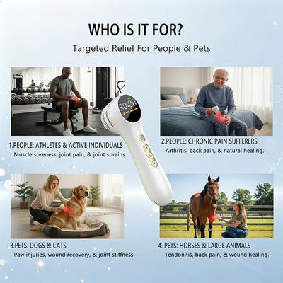 7000mAh Cold Laser Therapy Device for Pain Relief, Red Light Therapy with Pulse Mode, 3 Levels Power, 60mins Timer, Human Pets Dogs Treatment for Joint Would Healing, 4x980nm + 5x808nm + 16x650nm