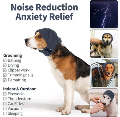 Nanaki Soft Dog Calming Hoodie Anxiety Relief Dog Ear Muffs Noise Protection Doggy Head Wrap Hematoma Fireworks Doggy Ear Cover for Bath Blow Drying Pet Head Cover Noise Cancelling Sleep Help Headband